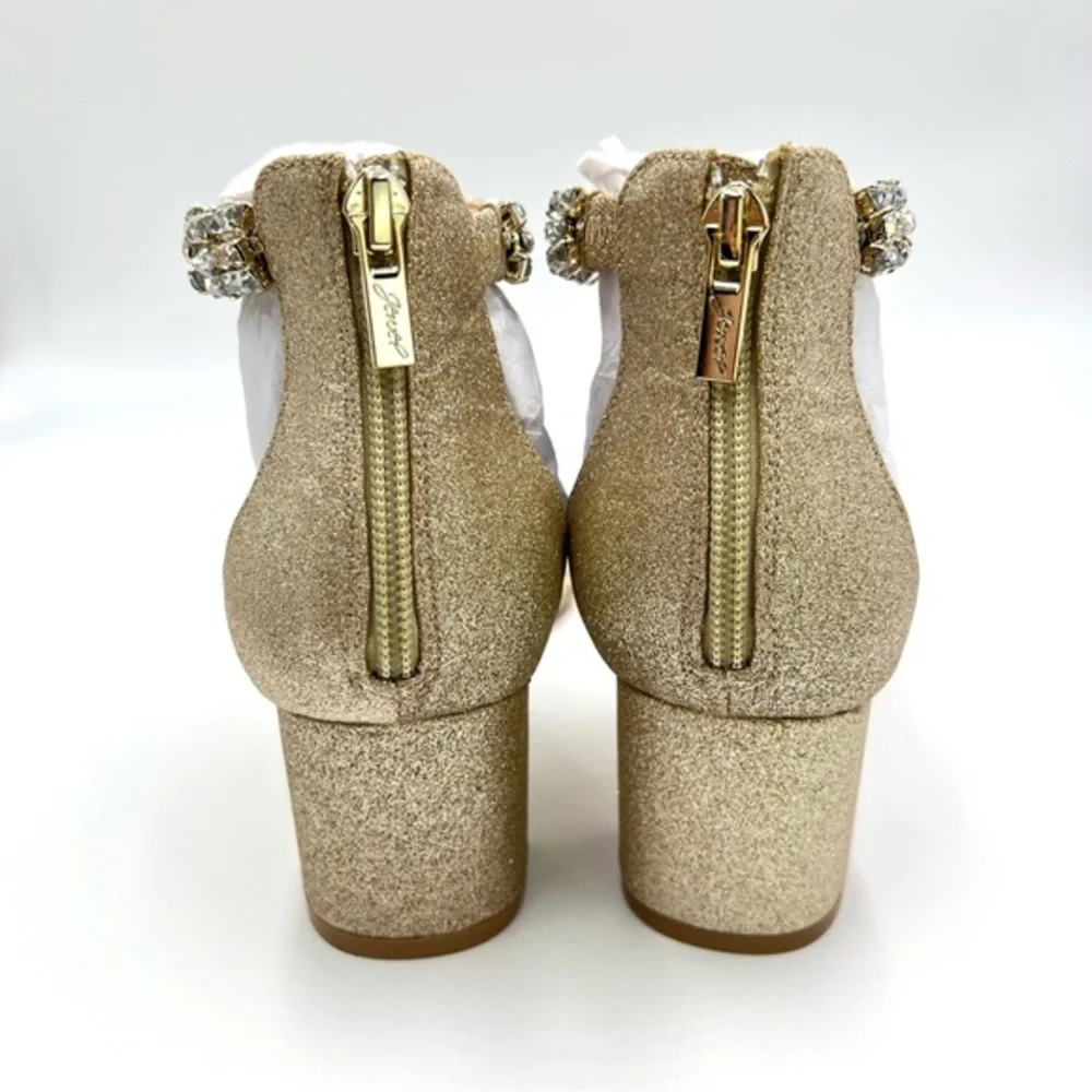 Jewel‎ Badgley Mischka Size 8 Katerina Gold Jeweled Dress Sandals Heels Shoes